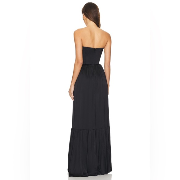 NWT Lovers and Friends  Brylee Gown in Black Strapless Satin Maxi Dress - XS - Picture 4 of 14